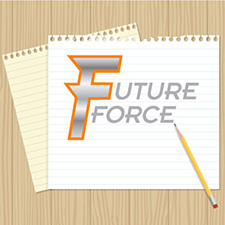 future force logo on line paper with a pencil